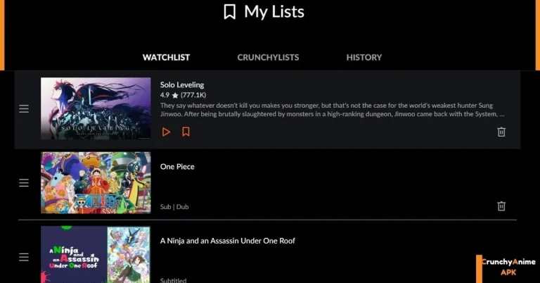 Home 4 Crunchylists let you have a customized list of your favorite anime series & movies to watch later